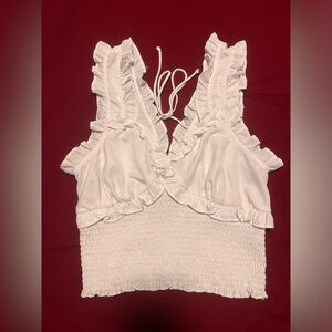 TOPSHOP | White Ruffle Tank Top